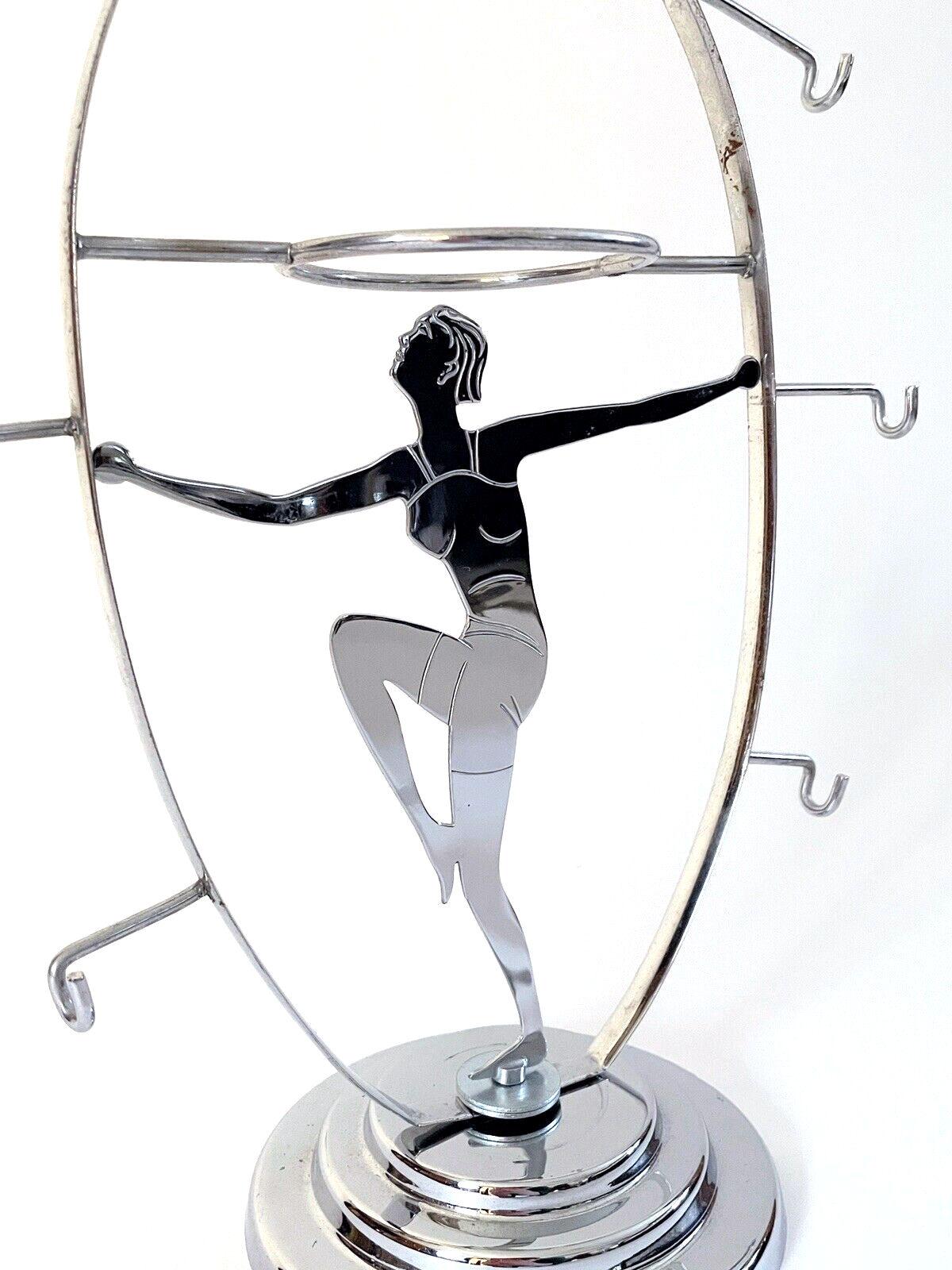 20th Century Art Deco Original Chrome Lady Teacup and Plate Stand , English, 1930s For Sale