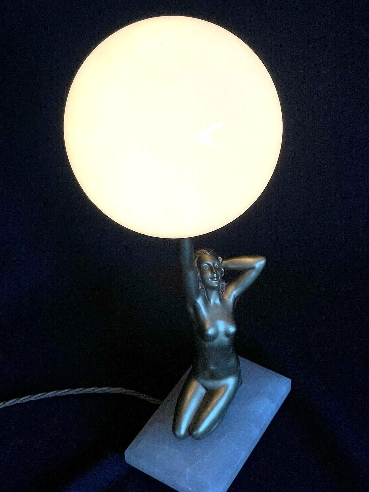 Art Deco Original Cold Painted Spelter Lady Figural Lamp, C1930 3