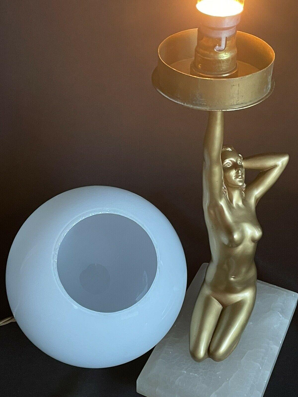 Art Deco Original Cold Painted Spelter Lady Figural Lamp, C1930 4