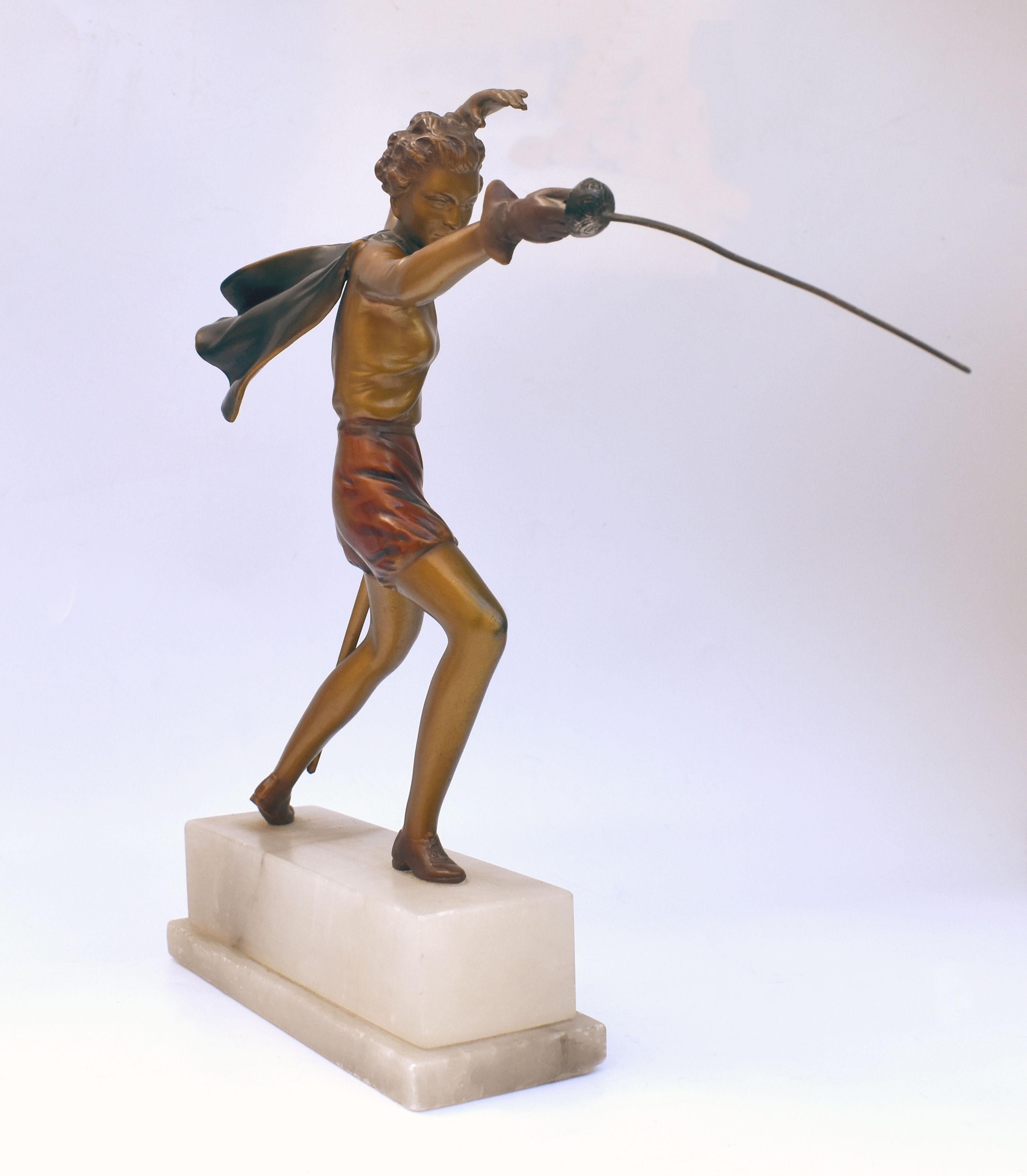 Figure d'origine Art Déco « Le Jouster » de Josef Lorenzl, vers 1930 en vente 1