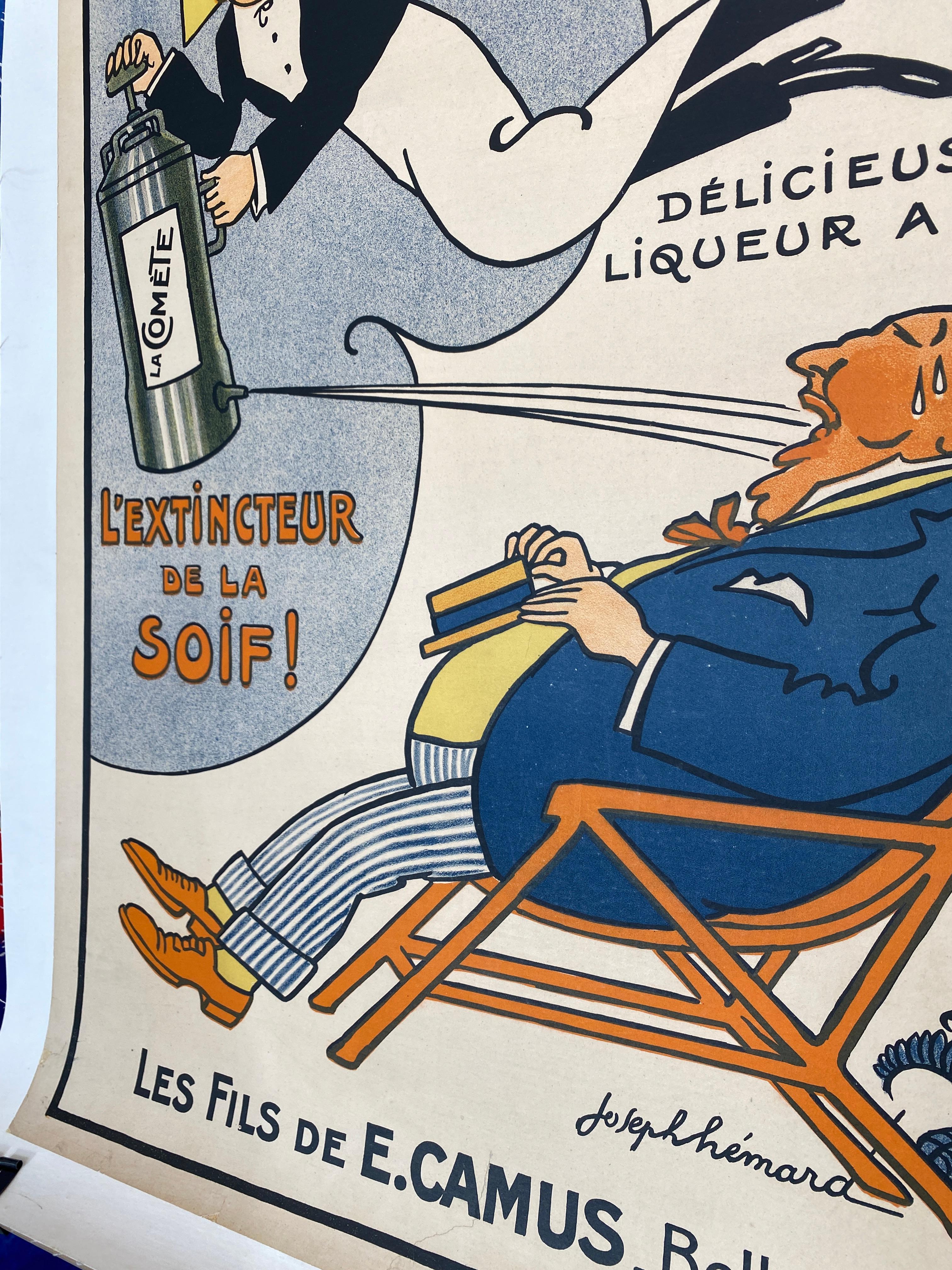 Early 20th Century Art Deco Original French Poster, 'La Comete Liquor' c. 1920 For Sale