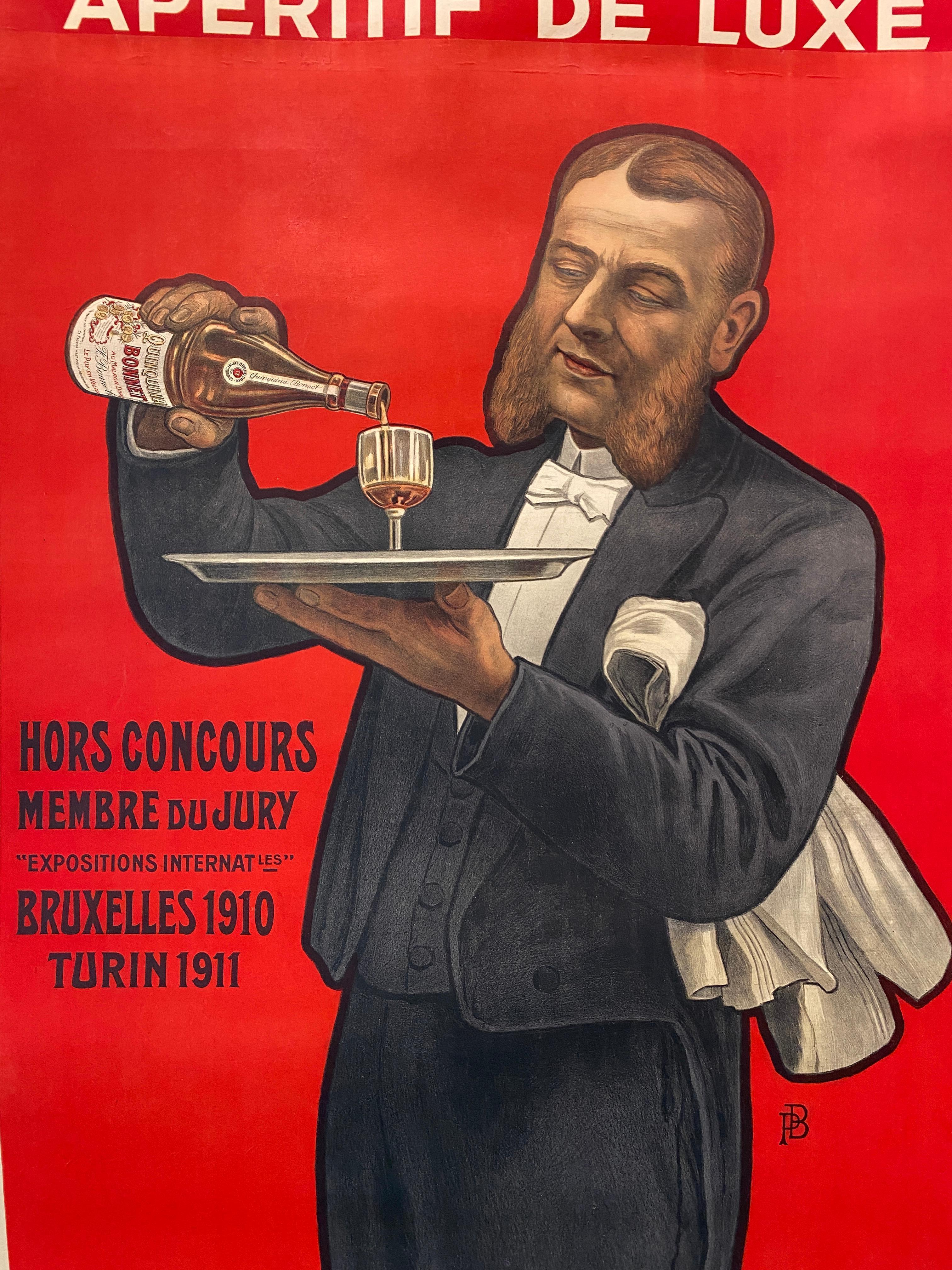 Art Deco Original französisches Plakat, 'Quinquina Bonnet Apéritif De Luxe' ca. 1925 (Französisch) im Angebot