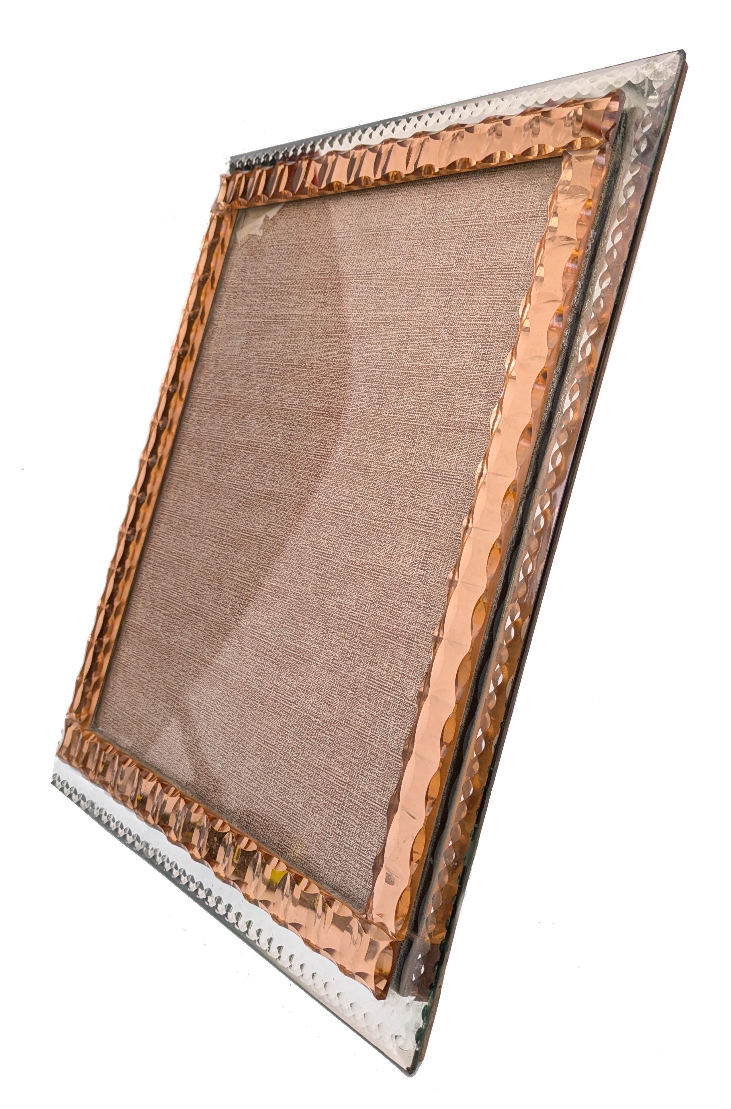 Art Deco Original Huge Peach Mirrored Bevelled Glass Picture Frame, circa 1930 For Sale 3