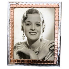 Art Deco Original Riesiger Pfirsich verspiegelter, abgeschrägter Glasbilderrahmen, um 1930