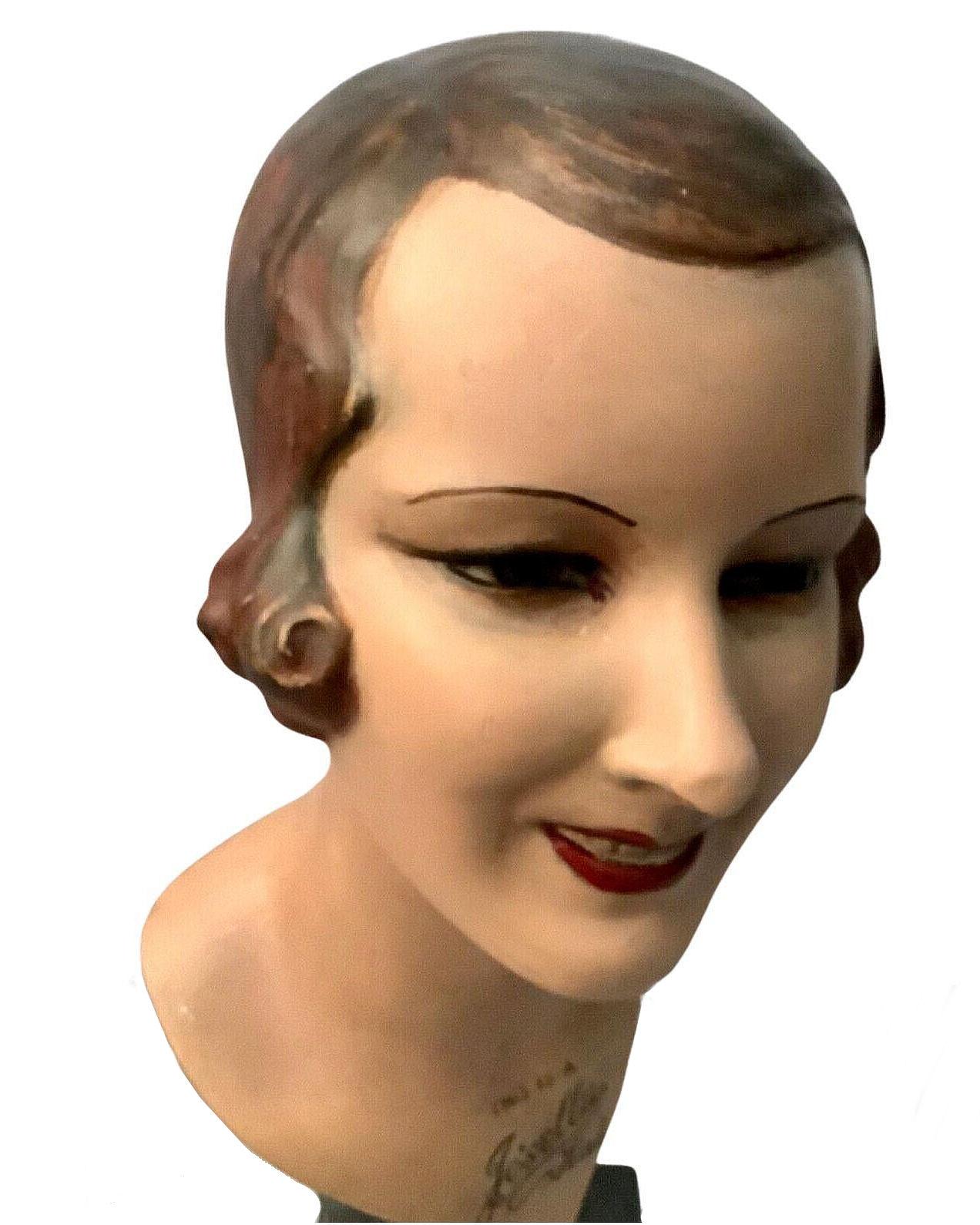 Art Deco Original 'Josella Hats' Mannequin Head Shop Display, English, c1930s 5