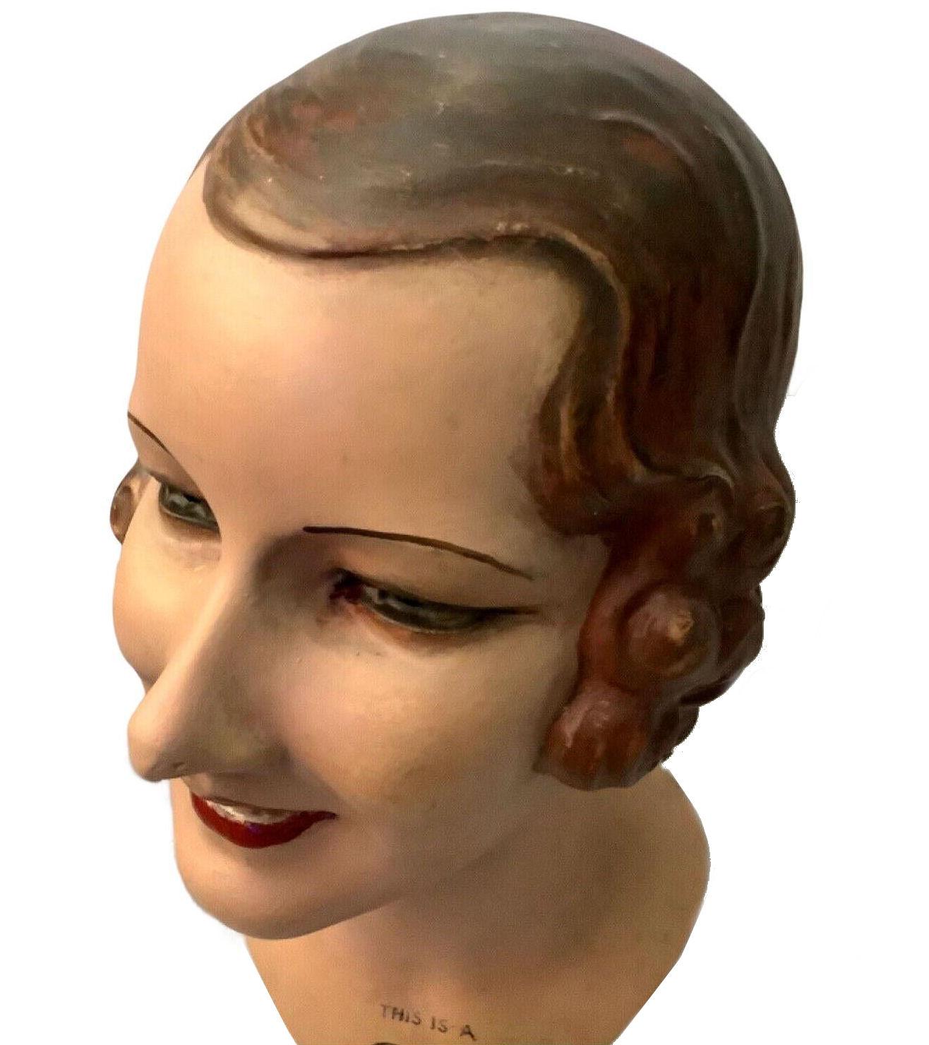 Art Deco Original 'Josella Hats' Mannequin Head Shop Display, English, c1930s 1