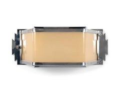 Art Deco Original Large Chrome & Glass Wall Light Sconce, c1930