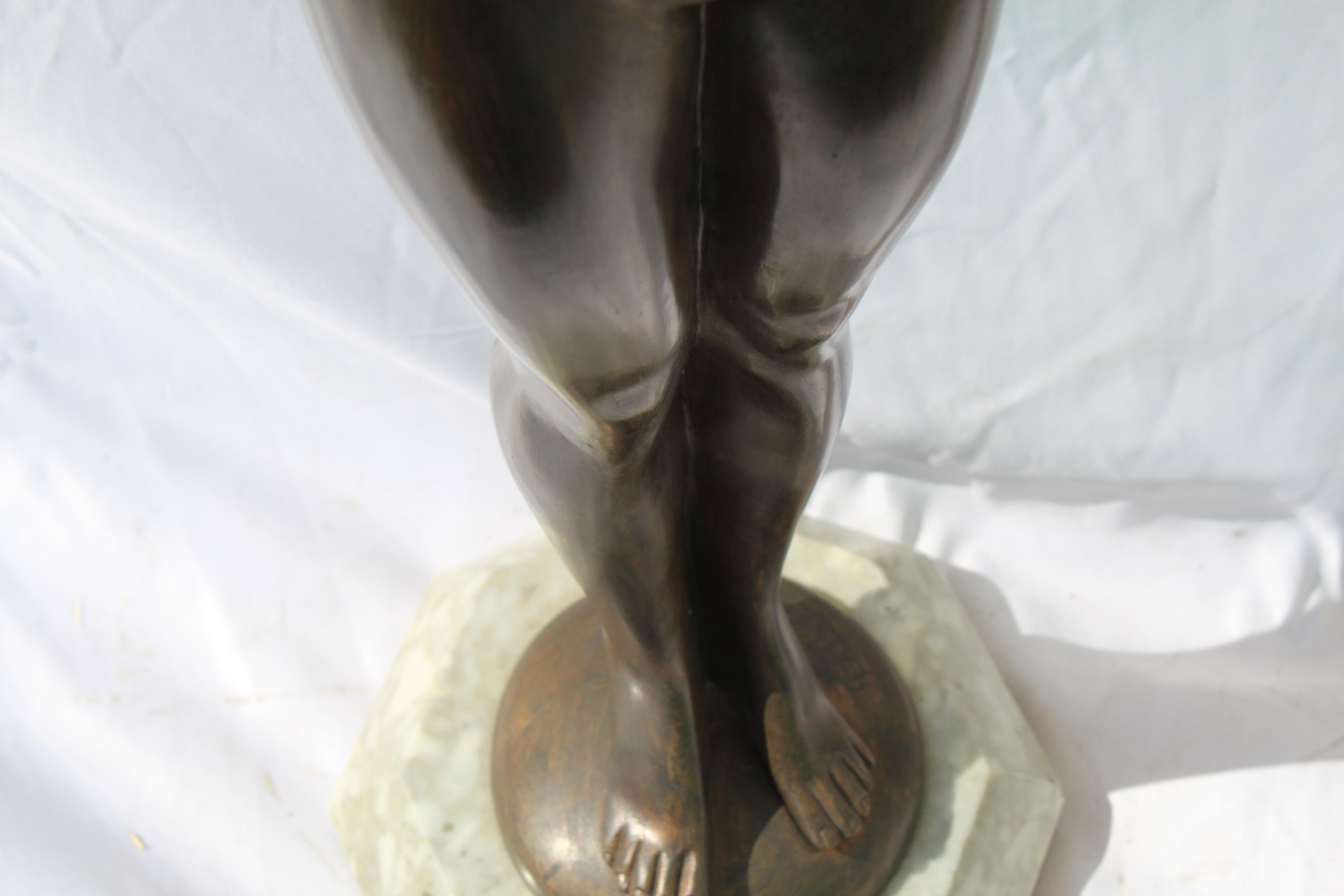 Early 20th Century Art Deco Original Nude Bronze Figurine, Signed Phillipp, circa 1930, Heavy