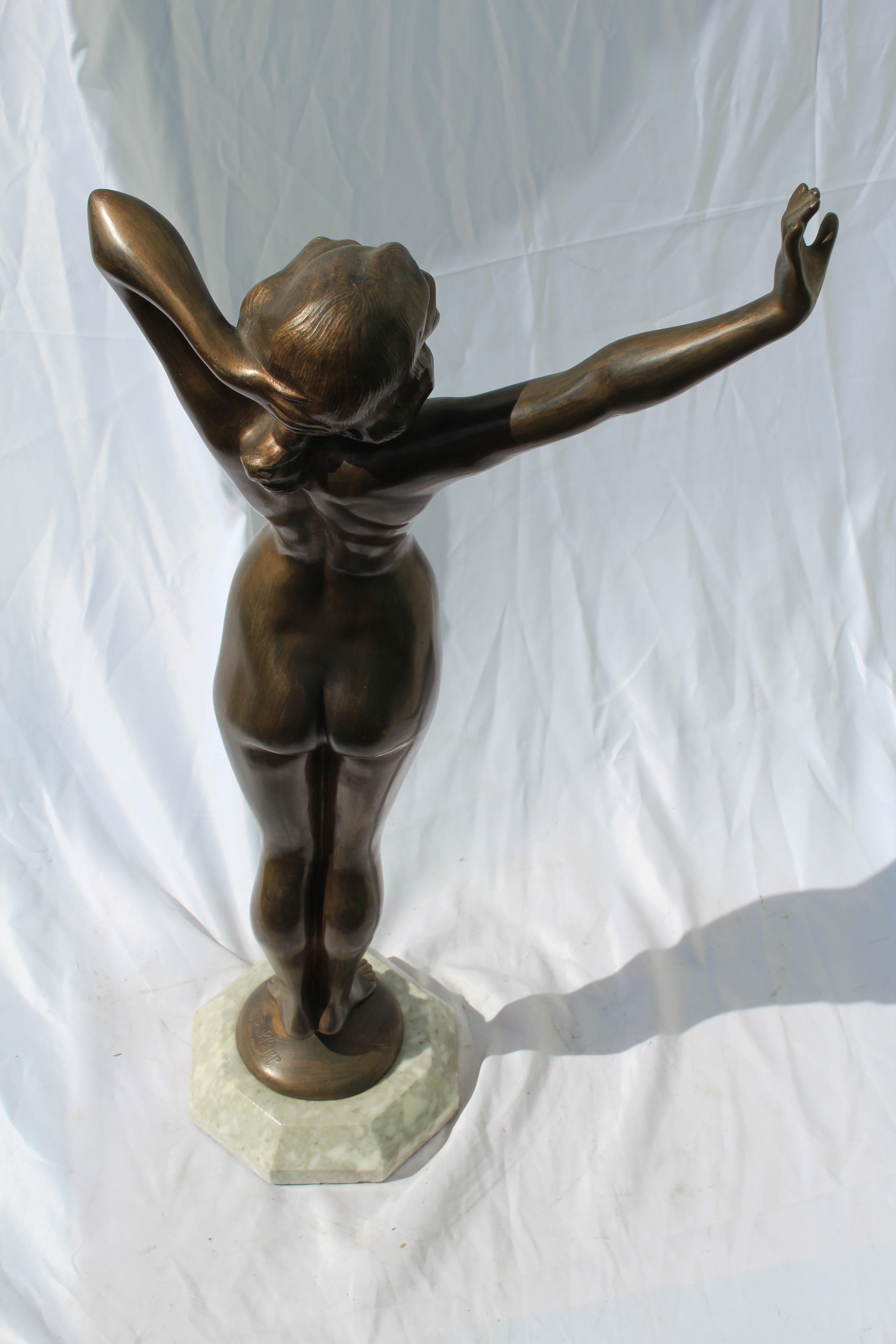 Art Deco Original Nude Bronze Figurine, Signed Phillipp, circa 1930, Heavy 2
