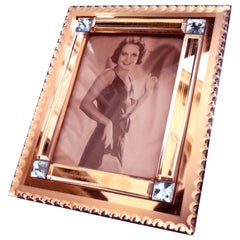 Vintage Art Deco Original Peach Mirrored Bevelled Glass Picture Frame, circa 1930