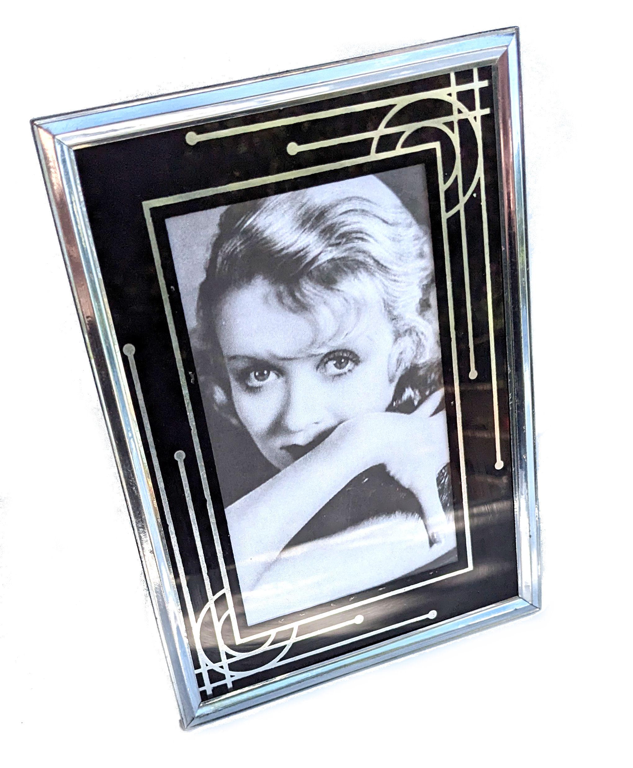 Art Deco Original Reverse Painted Free Standing Picture Frame, c1930 For Sale 1