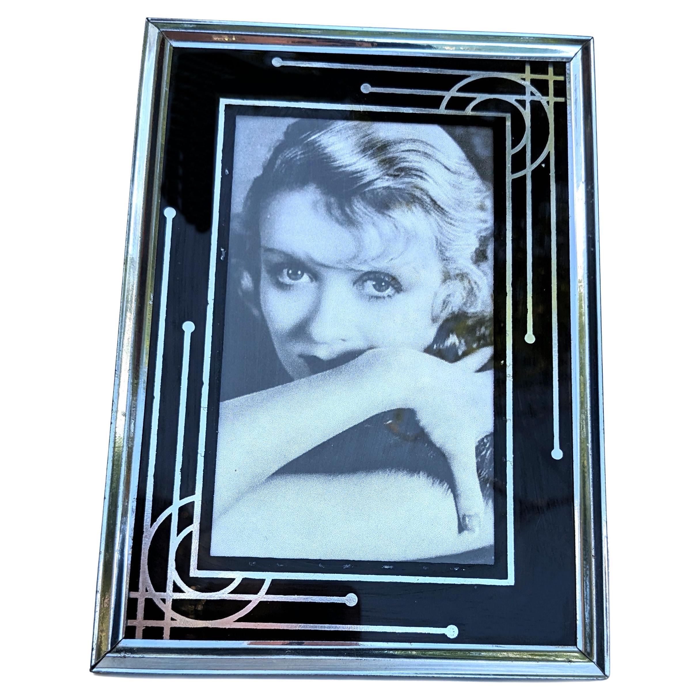 Art Deco Original Reverse Painted Free Standing Picture Frame, c1930 For Sale