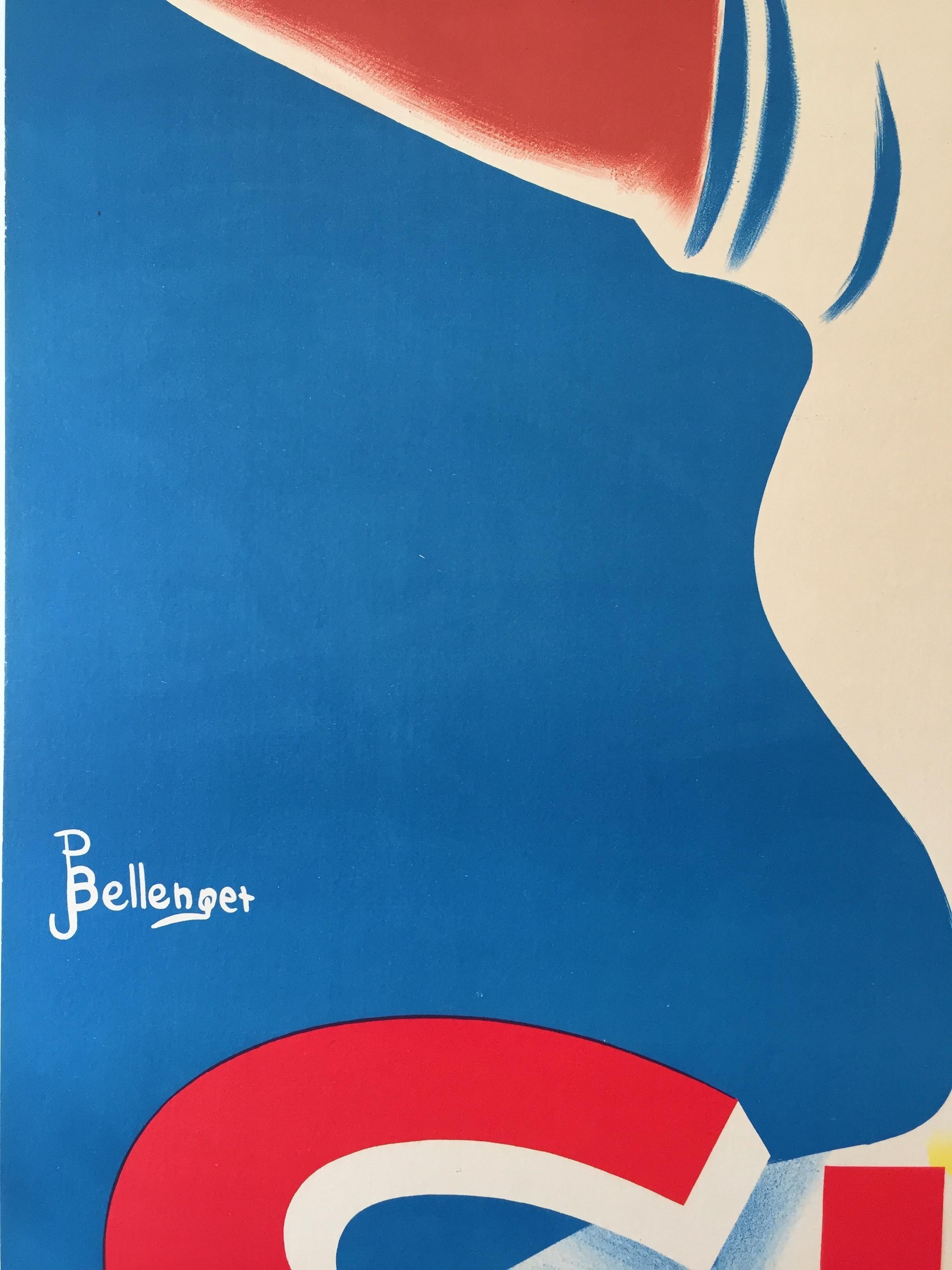 Originales französisches Art-déco-Vintage-Lithographie-Poster, 'SUD' von Bellenger, 1940 (Französisch) im Angebot
