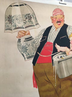 Poster francese d'epoca Art Deco originale, 'Cotty' di Rene Vincent, 1925