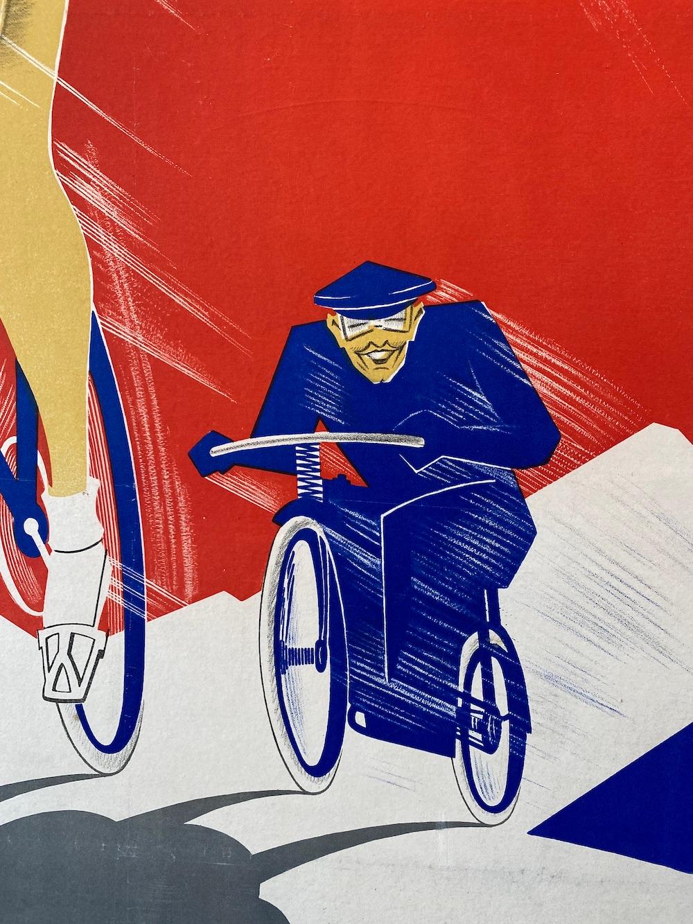 Modern Art Deco Original Vintage Poster, 'LIBERIA CYCLING', 1934  For Sale