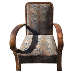 Art Deco Original Walnut Hungarian Armchairs, 1930s