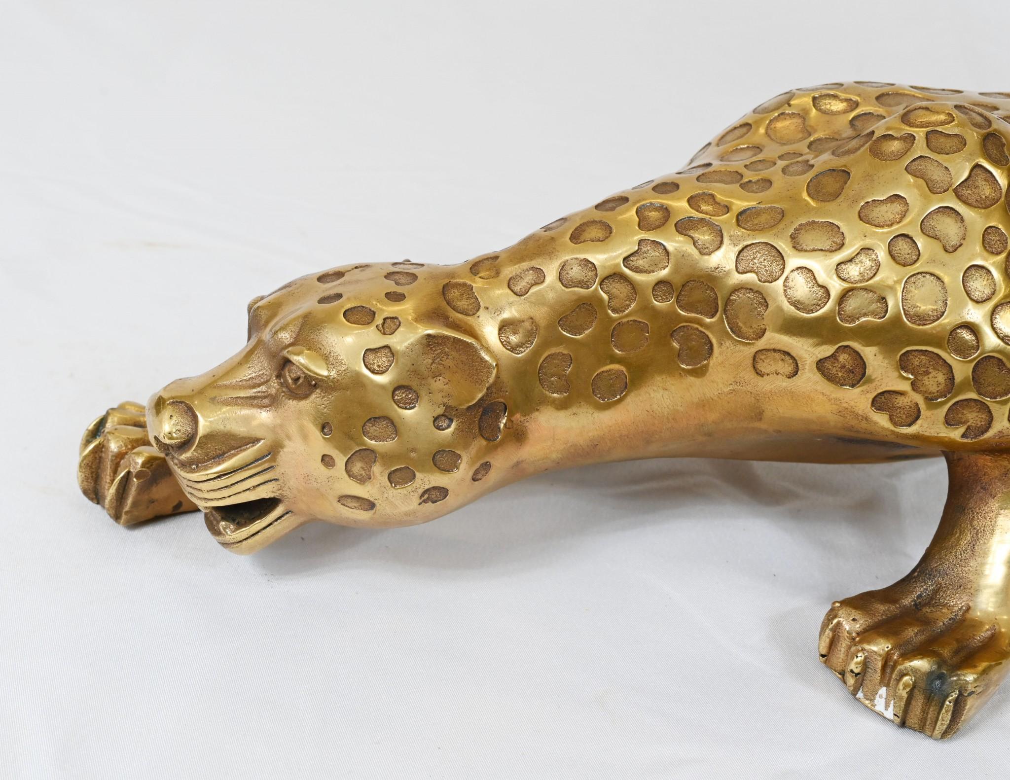 Bronze Art Deco Ormolu Panther Statue Cat Leopard Casting For Sale