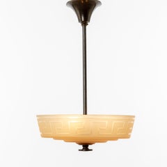 Art Deco Orrefors Pendant in Amber Glass 1920s by Simon Gate