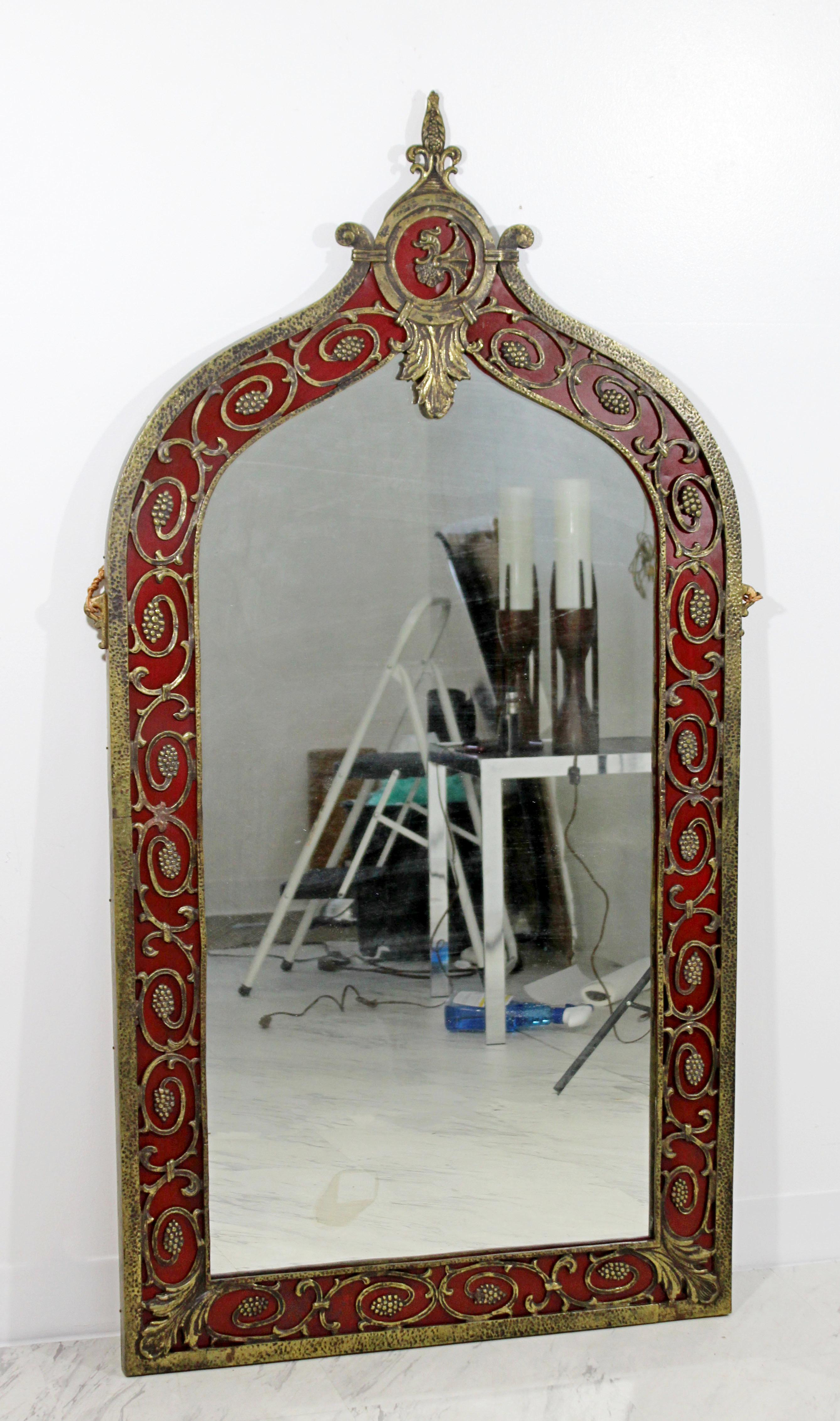 For your consideration is a beautiful, large, ornate bronze wall mirror by Oscar Bach, circa 1920s. In good condition, with some imperfections in the glass. The dimensions are 28.5