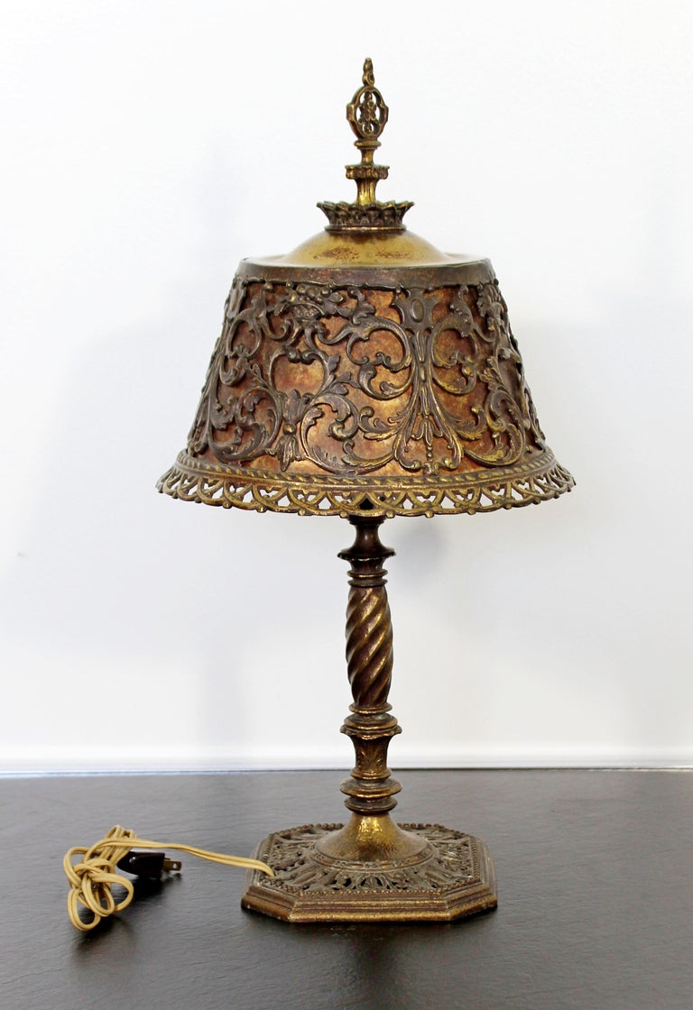 Art Deco Oscar Bach Small Bronze and Glass Ornate Detailed Table Lamp, 1920s at 1stDibs | oscar bach lamp, small bronze lamp, small antique lamps