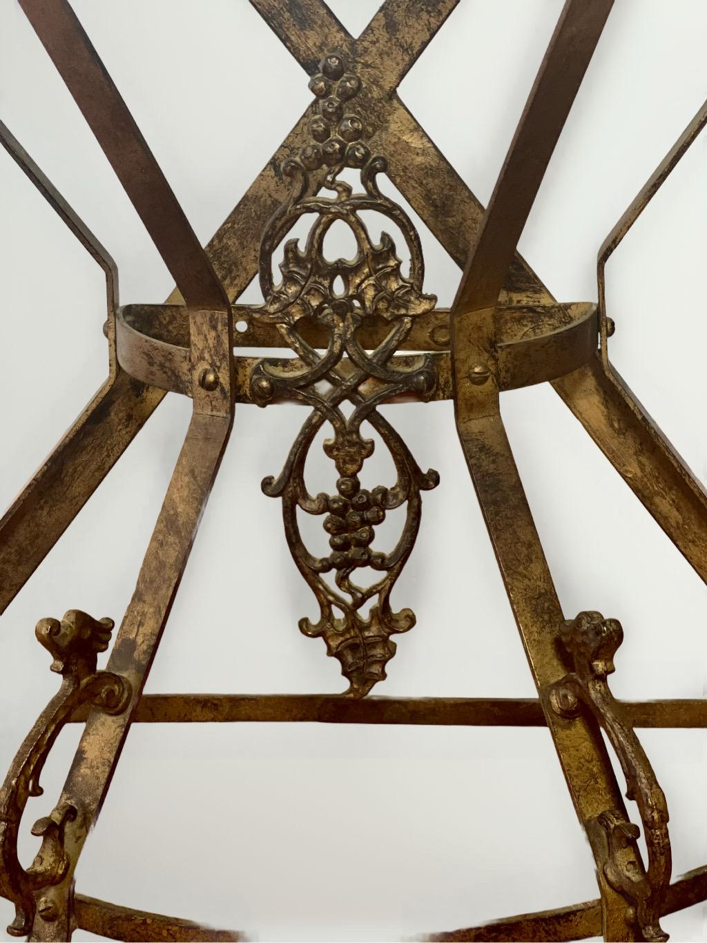 Art Deco Oscar Bach Style Iron and Marble Top Demi-lune Side or Console Table 3