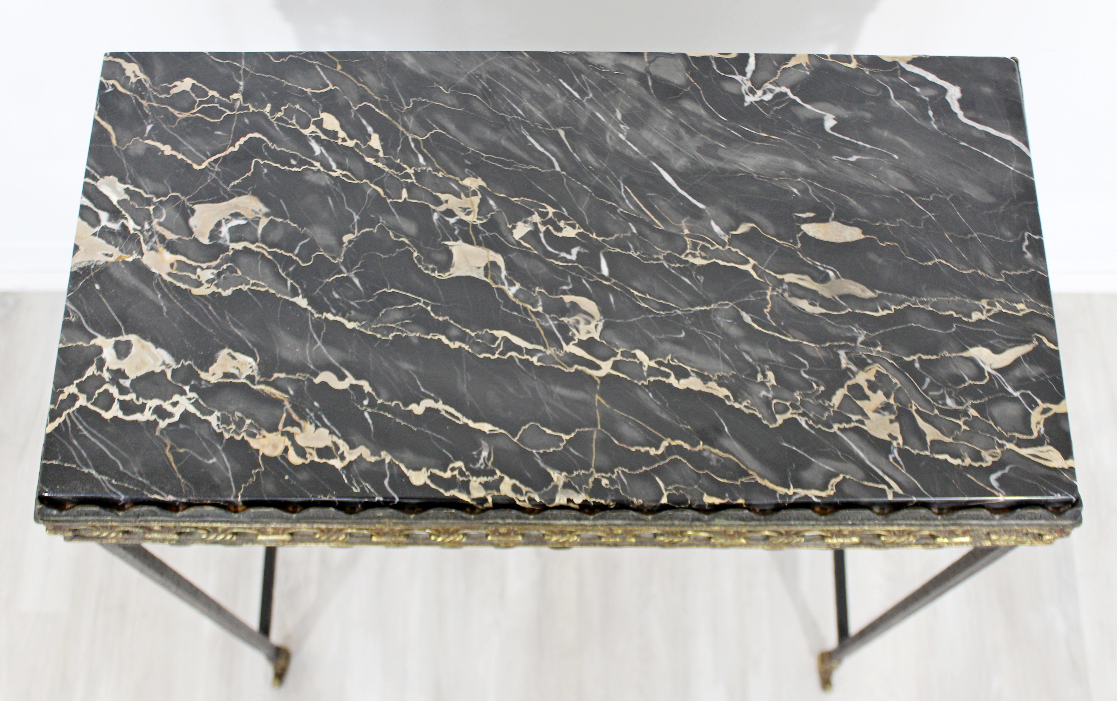 Art Deco Oscar Bach Wrought Iron and Black Marble Console Table, 1930s In Good Condition In Keego Harbor, MI