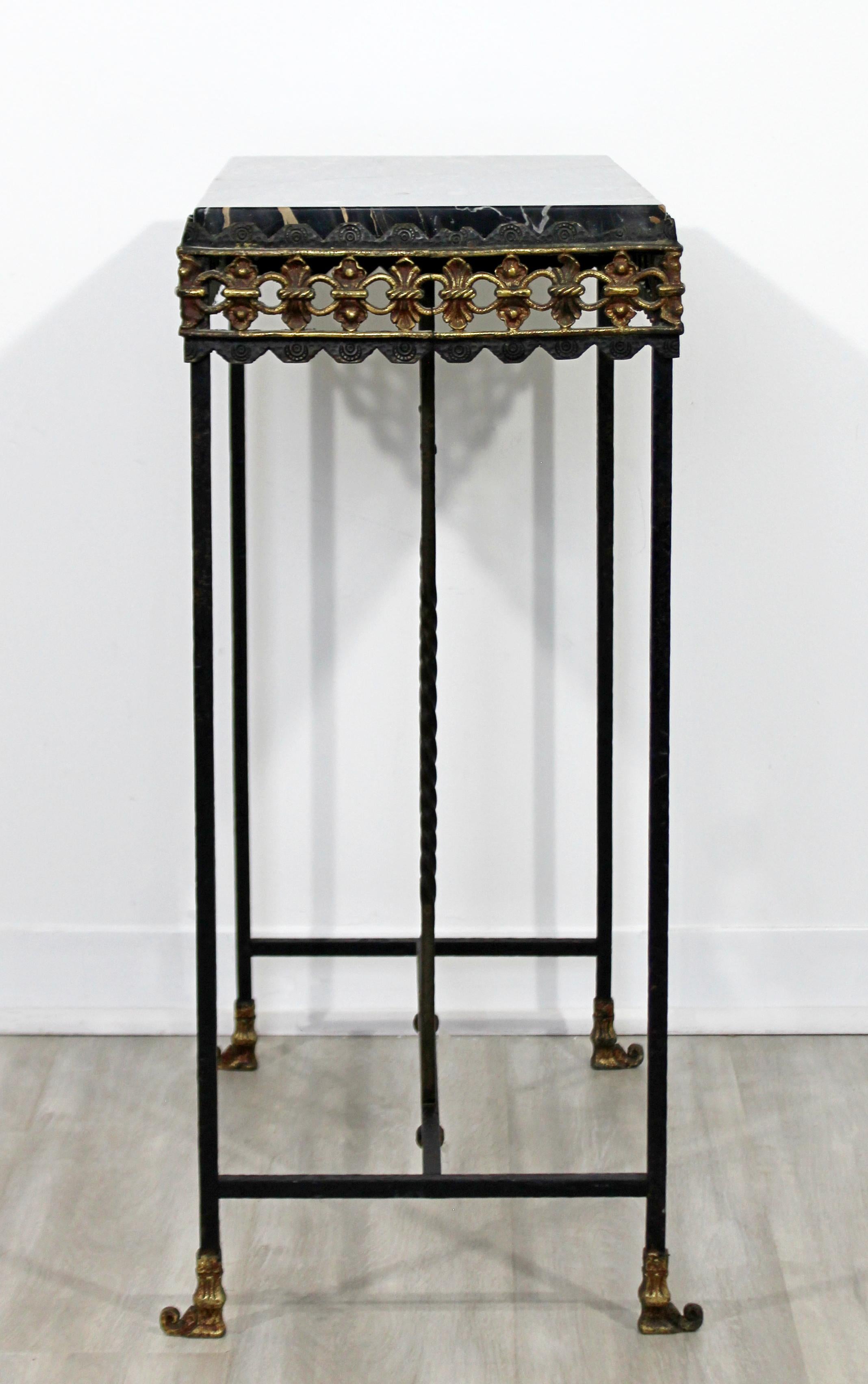 Art Deco Oscar Bach Wrought Iron and Black Marble Console Table, 1930s 2