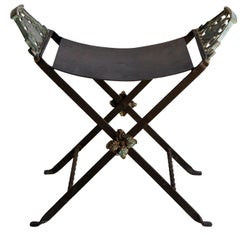 Banco de tocador Art Decó "Oscar" de hierro y latón