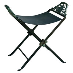 Art Deco "Oscar" Iron & Brass Vanity Bench