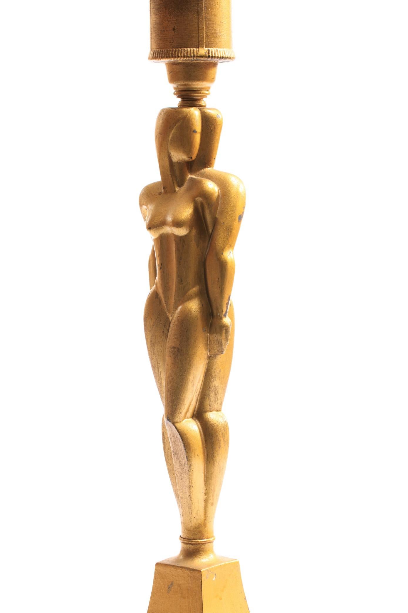 American Art Deco Oscar / Oscarette Gold Lamp by Viktor Schreckengost, circa 1930s For Sale