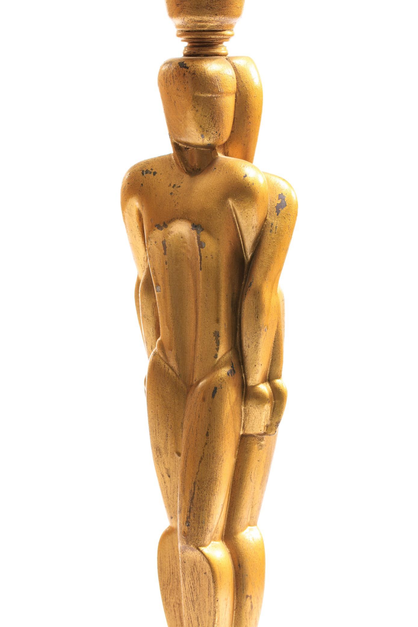 Art Deco Oscar / Oscarette Gold Lamp by Viktor Schreckengost, circa 1930s In Good Condition For Sale In Saint Louis, MO