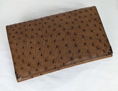 Art Deco Ostrich Clutch with 14k Gold Accents