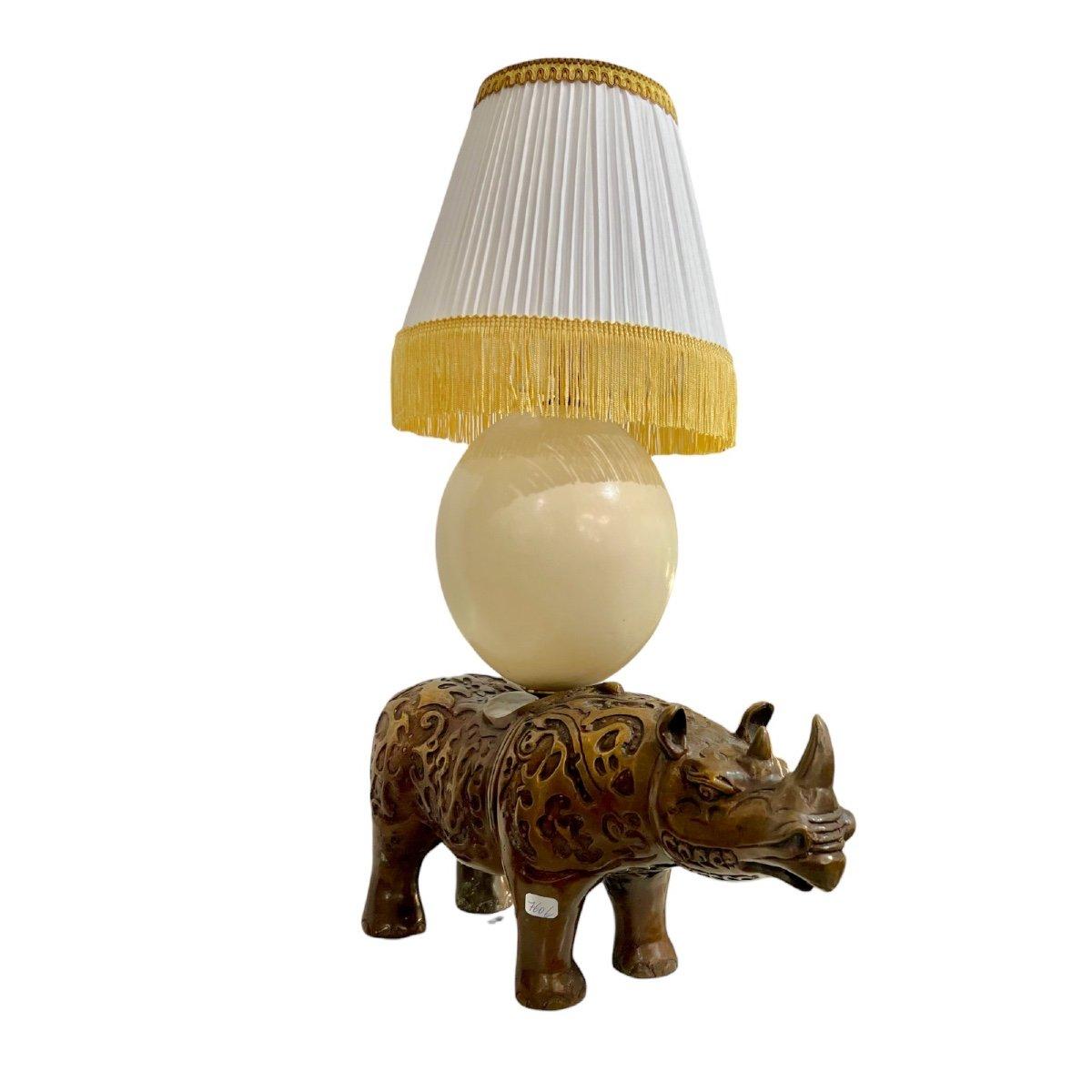 Art Deco Ostrich Egg Lamp In Good Condition For Sale In NICE, FR