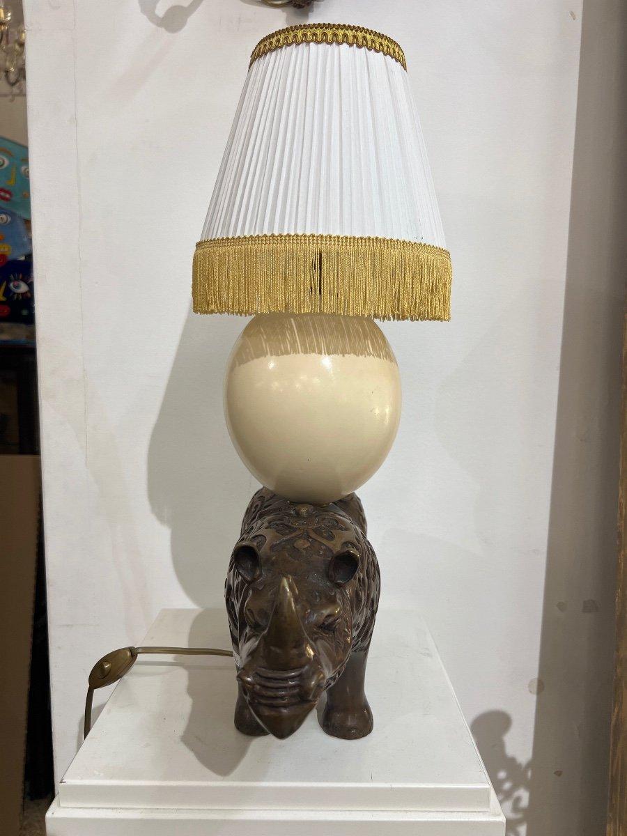 Bronze Art Deco Ostrich Egg Lamp For Sale