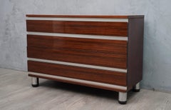 Art Deco Osvaldo Borsani MIM Walnut and Aluminum Office Chest of Drawer, 1960