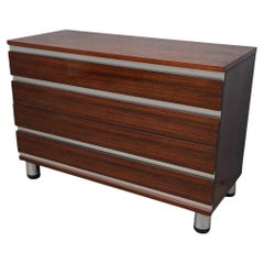 Art Deco Osvaldo Borsani MIM Walnut and Aluminum Office Chest of Drawer, 1960