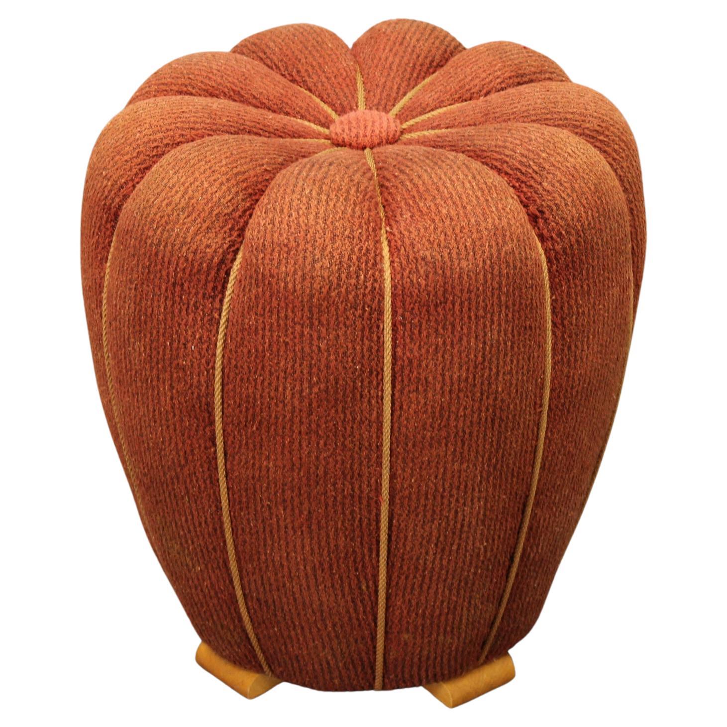 Art Deco Ottoman by Jindřich Halabala, Red Upholstery, 1930s For Sale