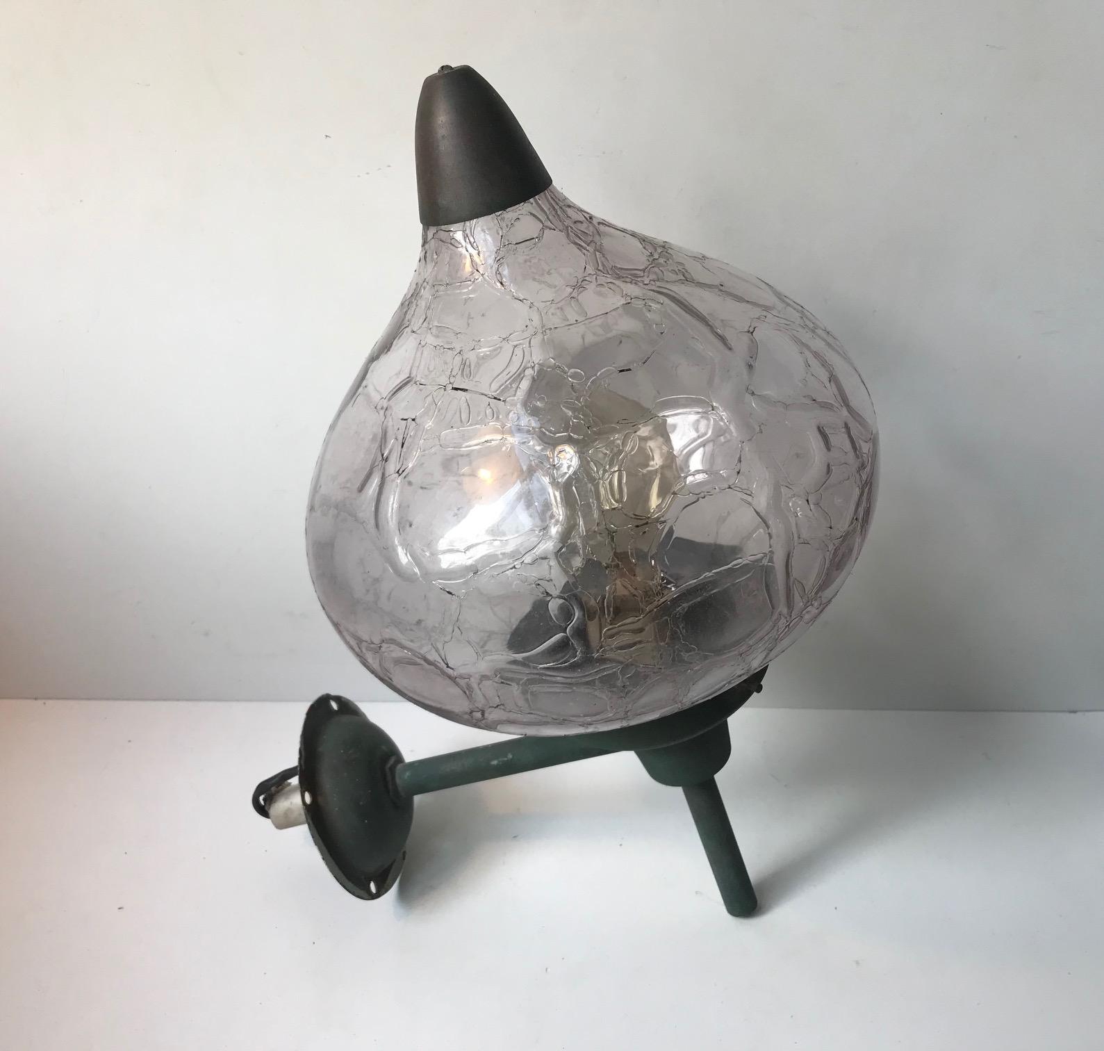Art Deco Outdoor Wall Light in Patinated Copper and Glass, Scandinavia, 1940s In Good Condition In Esbjerg, DK