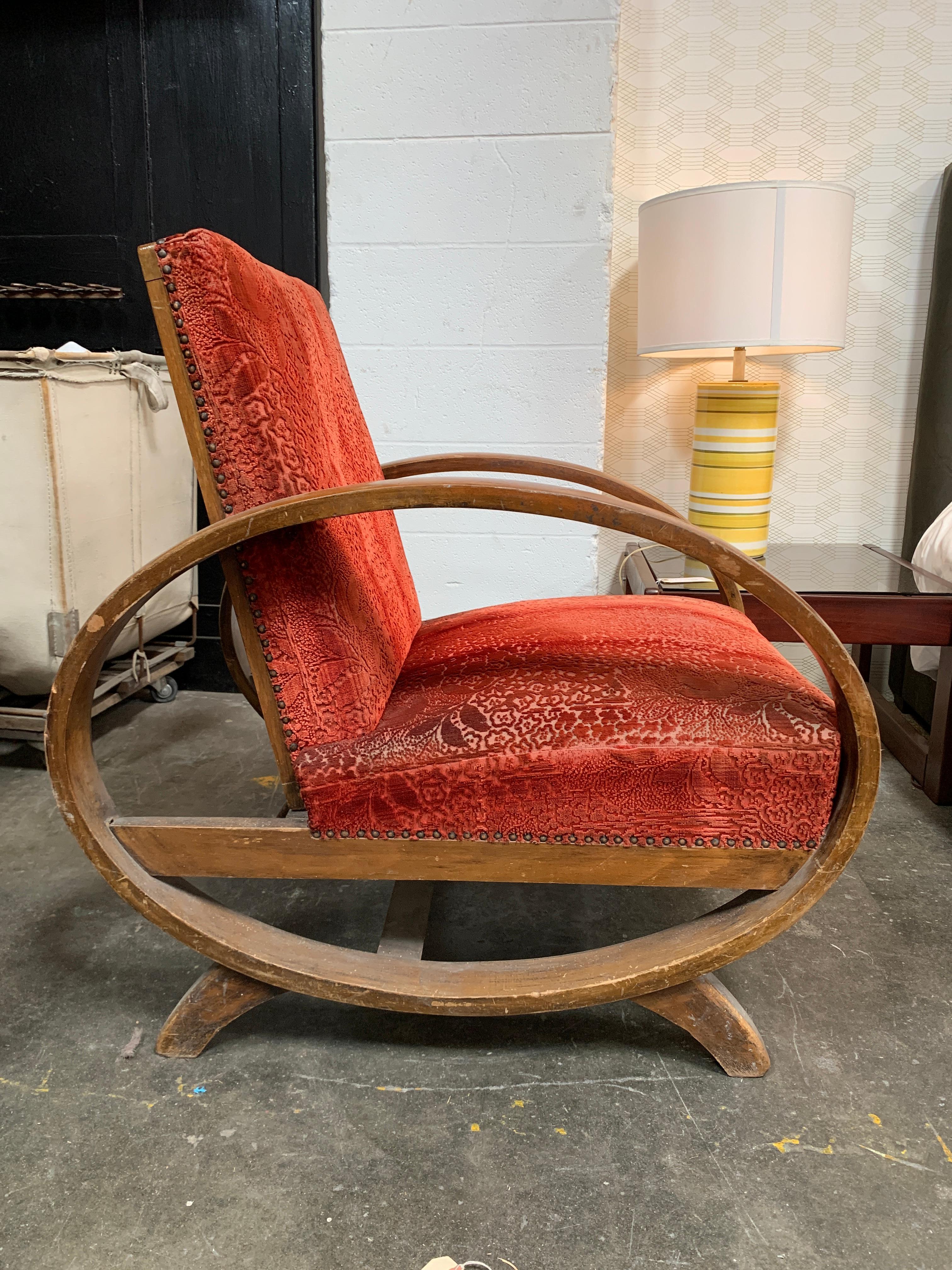 French Art Deco Oval Arm Club Chair 