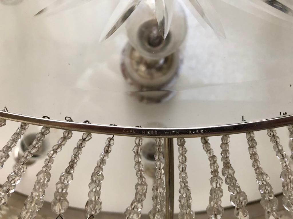 Lustre Art Déco ovale en cristal taillé en panier par Carl Hiess Vienna, montage encastré en vente 7
