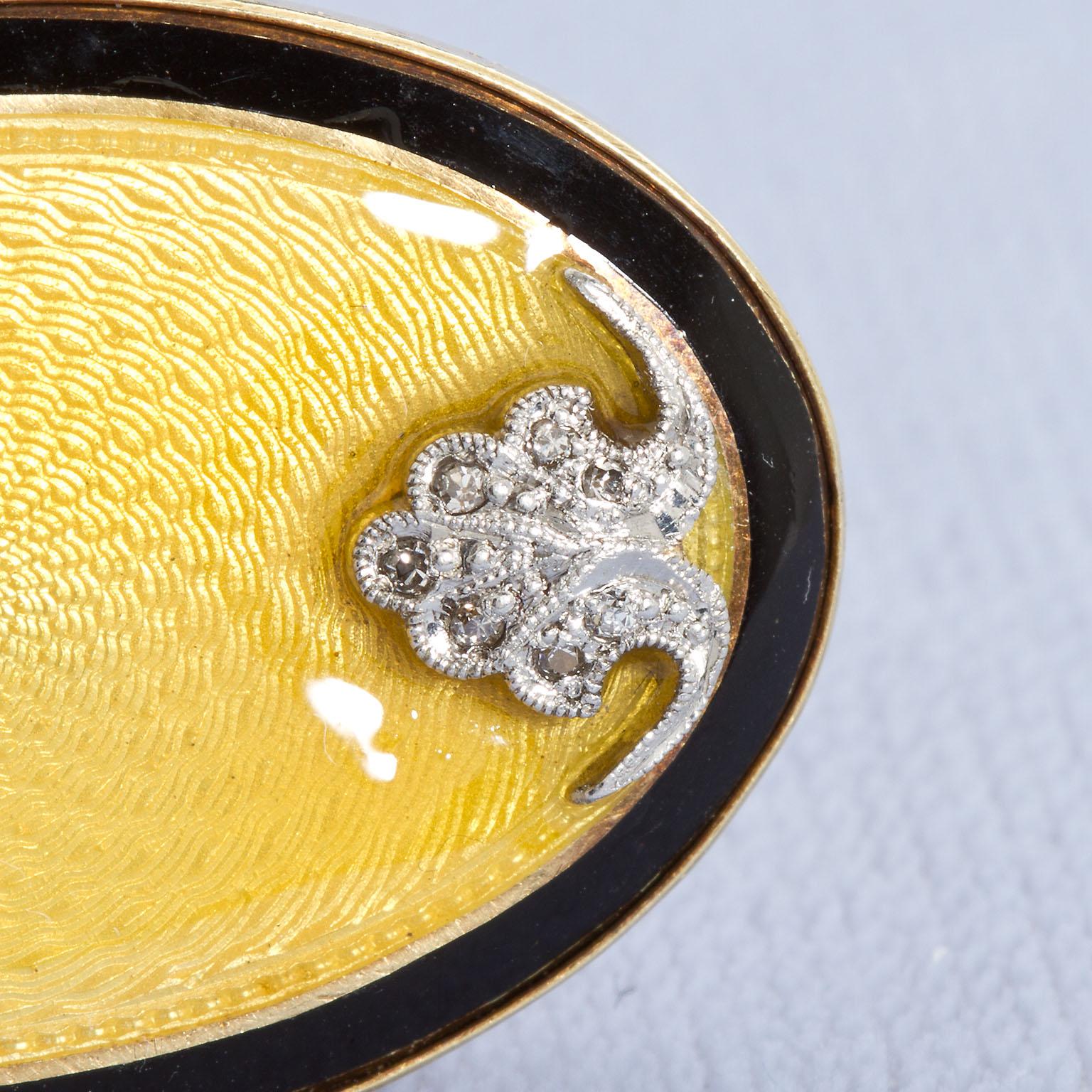 Manschettenknöpfe im Art déco-Stil, Oval Diamant Gold Guilloche 3