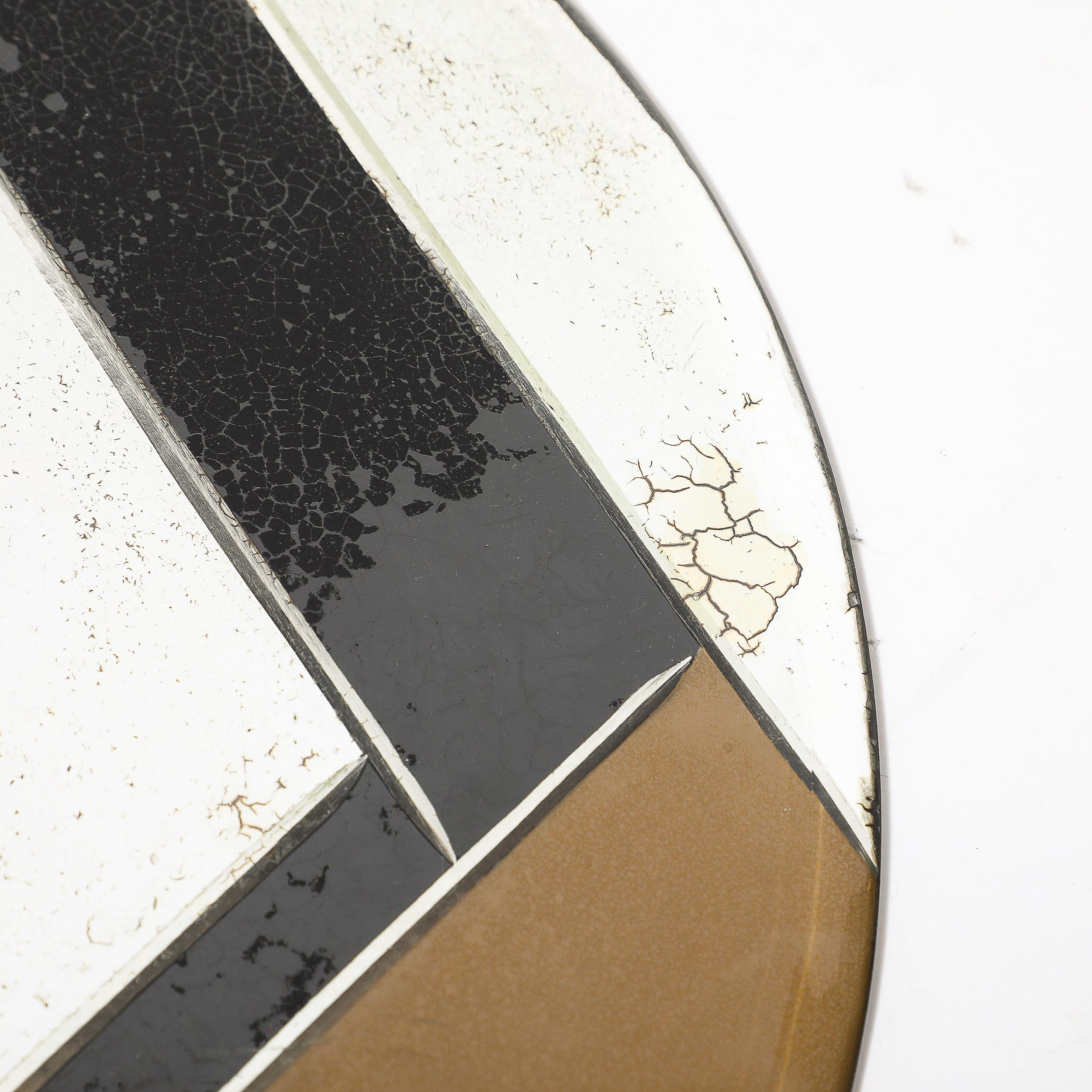 Art Deco Plateau ovale géométrique en églomisé avec gravure inversée et détails en Antique Mirror en vente 2