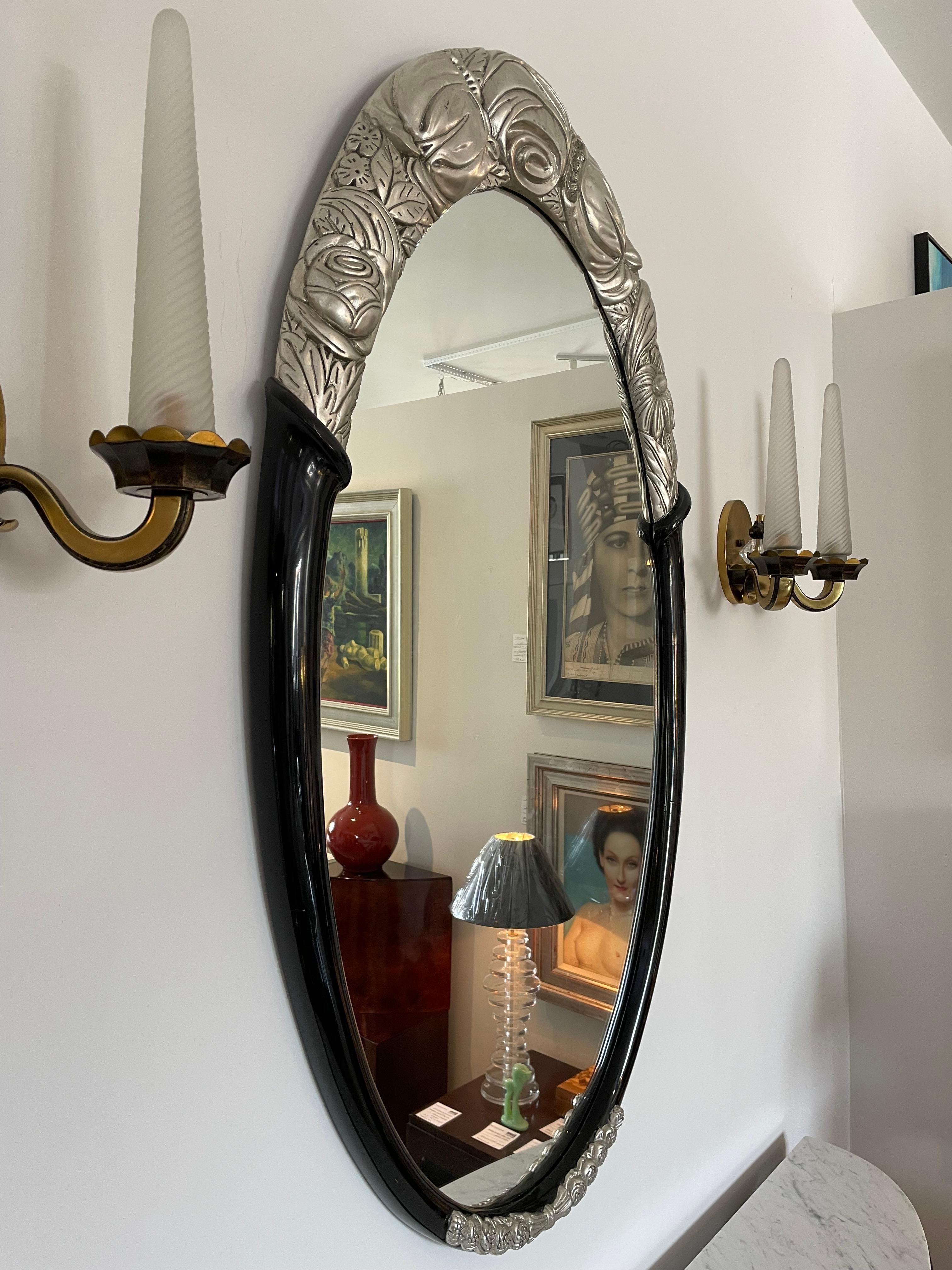 20th Century Art Deco Oval Mirror