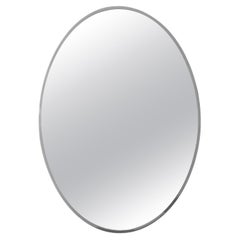 Art Deco Oval Nickel‑Plated Metal Mirror, Belgium, ca. 1925