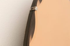 Art Deco Oval Peach Glass Mirror with Scolloped and Beveled Edge, circa 1930