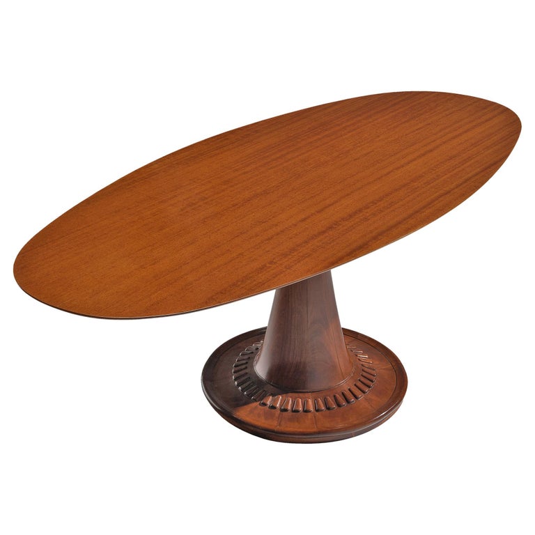 Art Deco oval pedestal dining table in Mahogany at 1stDibs