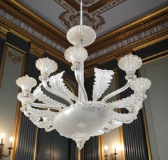 Art Deco Kronleuchter aus Murano-Glas in ovaler Form von Barovier 1940'.