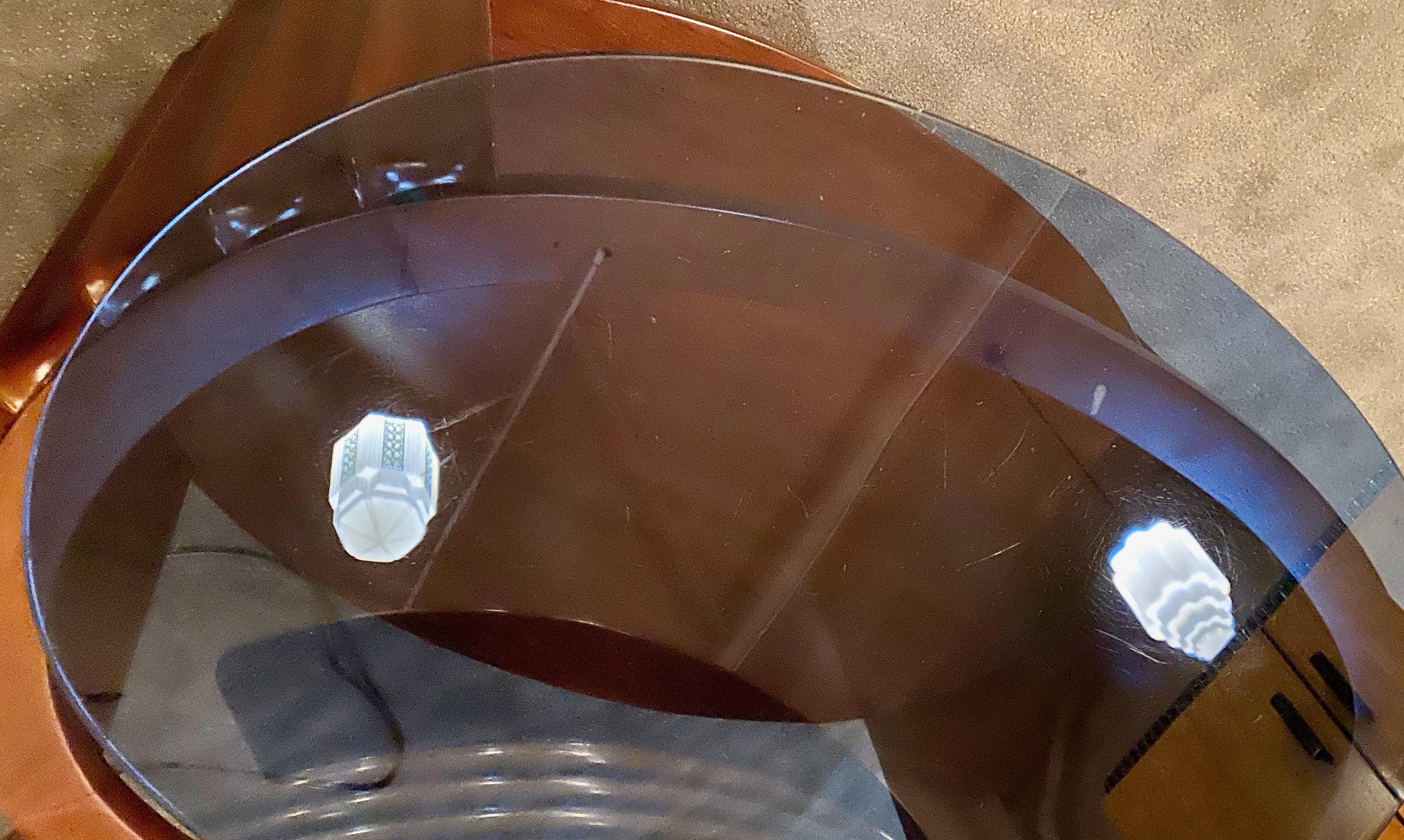 Art Deco Oval Shaped Faceted Coffee Table Glass Top In Good Condition In Oakland, CA