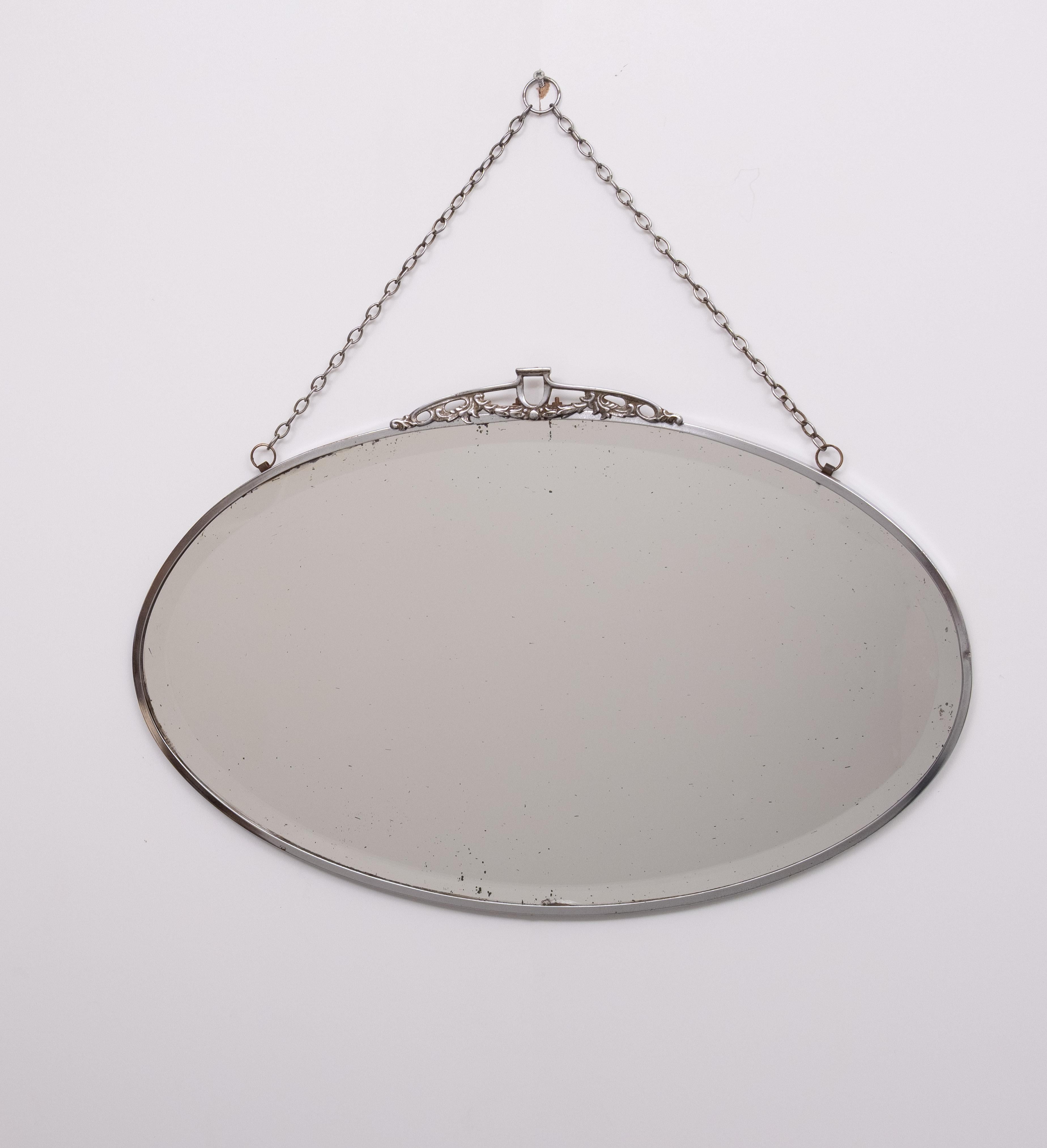 Français Art Deco Oval Mirror France 1930s en vente