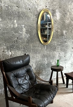 Art Deco Oval Wall Mirror Gilt Wood, France 1935